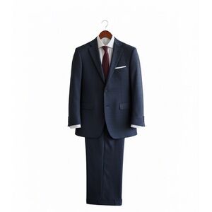 Jos. A. Bank Traveler's Collection Suit | Blue Grid | Tailored Fit | 42R/36W